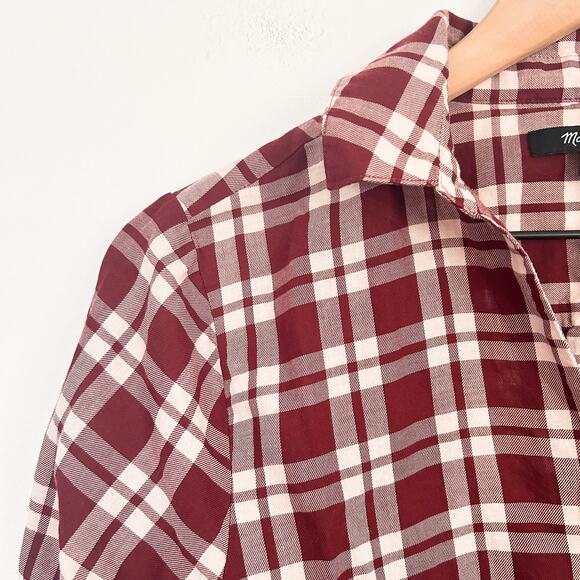 Madewell Arion Plaid Long Sleeve Top Red Size S - Picture 4 of 10